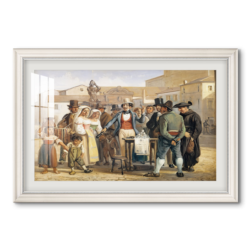 Un charlatan vendant du cirage sur la Piazza Barberini à Rome, vers 1840-1849 - Wilhelm Marstrand - Estampe encadrée sur mesure