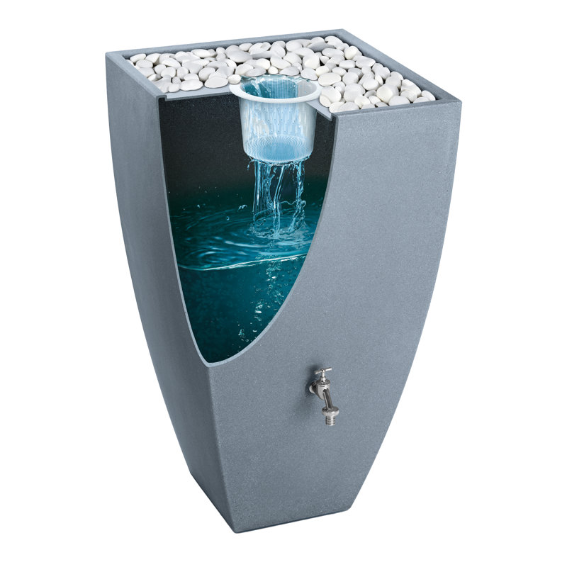 Ebern Designs 100L Polyethylene Plastic Planter Rain Barrel and Hose