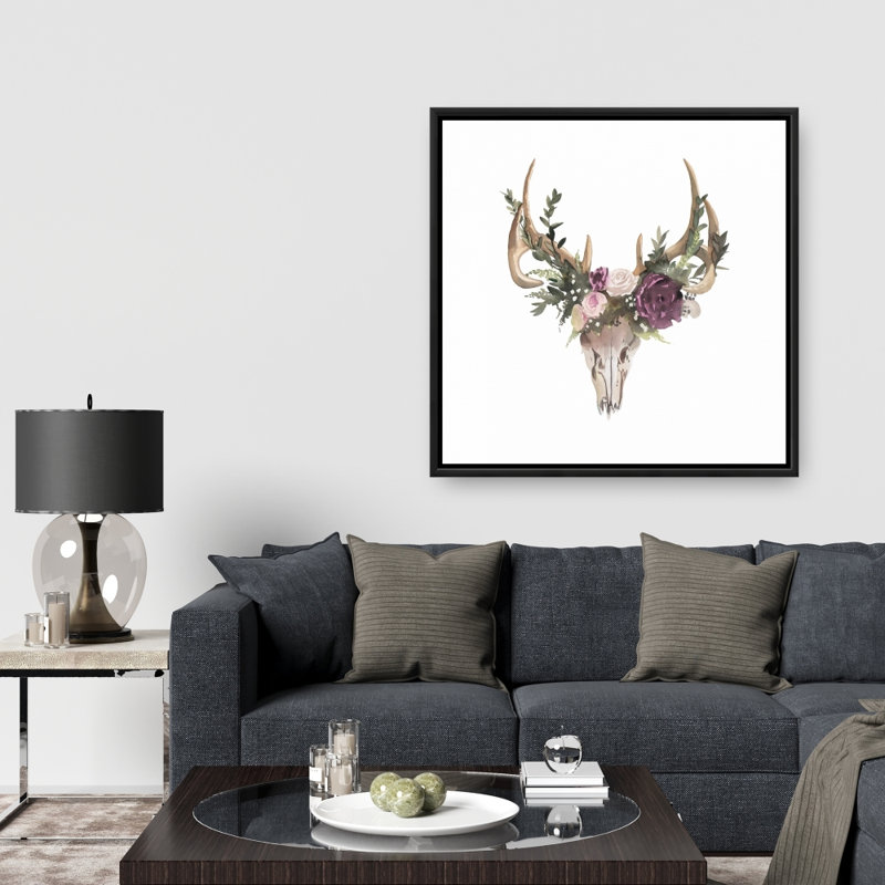 " Deer Skull With Flowers "