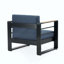 Fauteuil club à structure en aluminium avec coussins résistants à l'eau et conception à lattes ouvertes pour une assise extérieure élégante-563414412