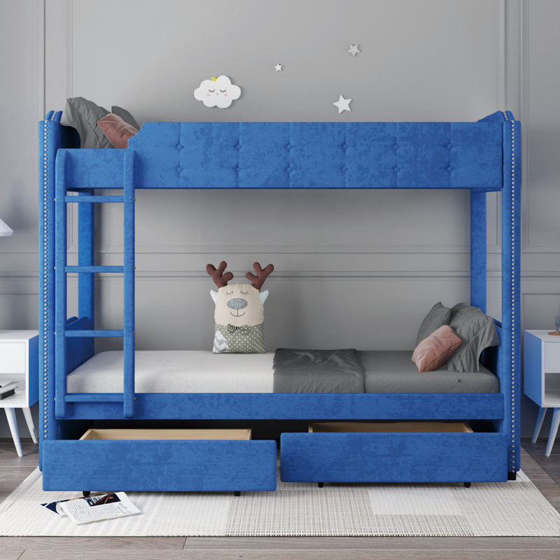 Bilyeu Kids Twin Over Twin Bunk Bed, Blue