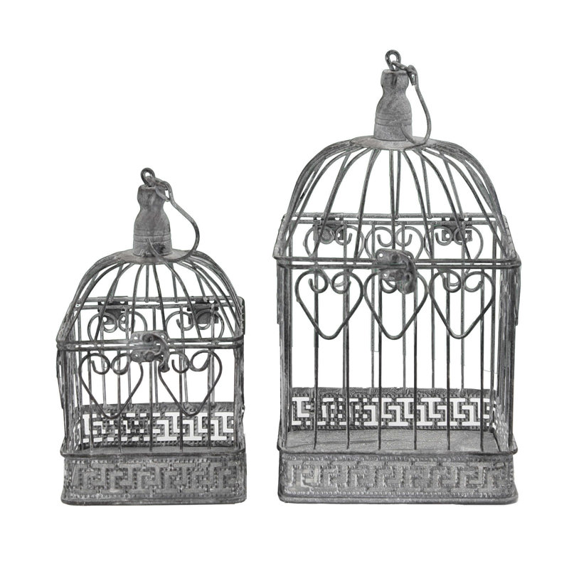 Dennett 42cm Steel Dome Top Hanging Bird Cage, Grey