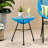 Blue Tempered Glass Side Table With Base - Modern Design, 17.46in X 18.07in, Outdoor Furniture Blue, 17.46"w 17.46"d 18.07"h, Top For