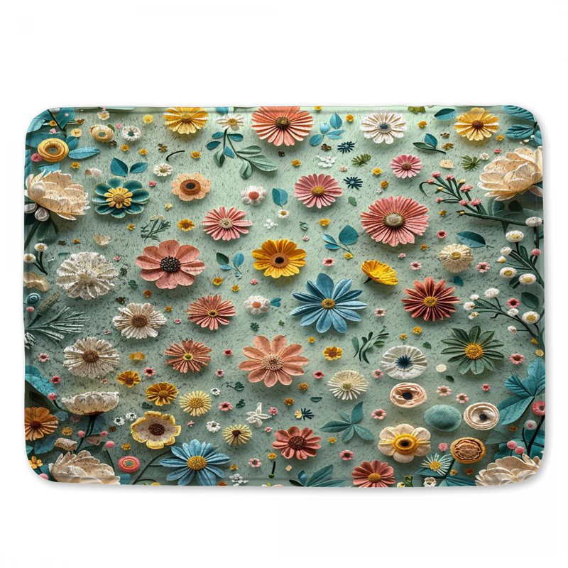 Tapis de bain à motif floral Boho, 24 po L x 17 po L