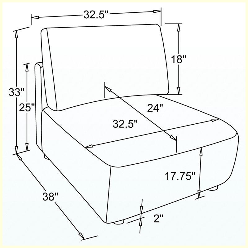 Chaise d'appoint rembourrée moderne sans accoudoirs pour chambre à coucher, Coral
