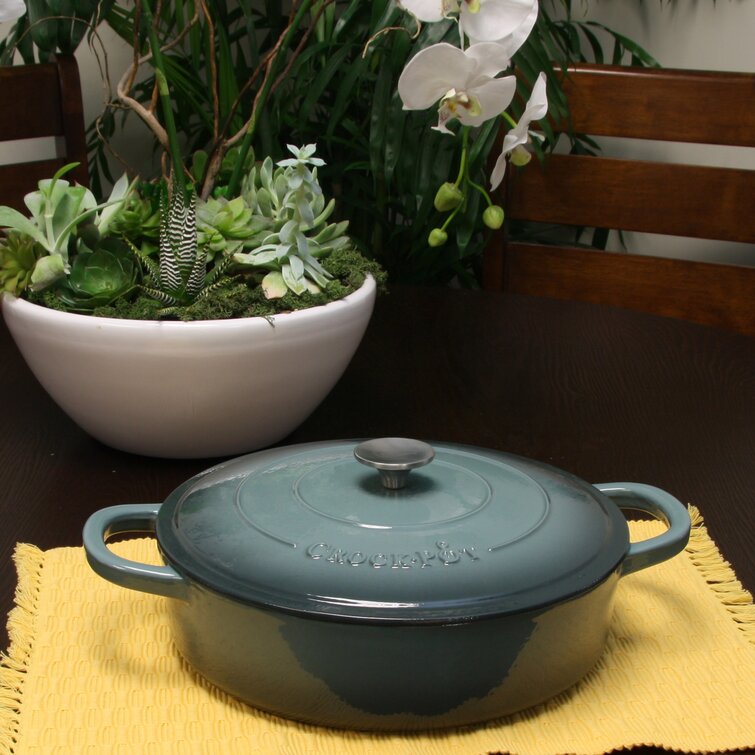 Crock Pot Artisan 5 qt Enameled Cast Iron Round Dutch Oven in Slate Grey