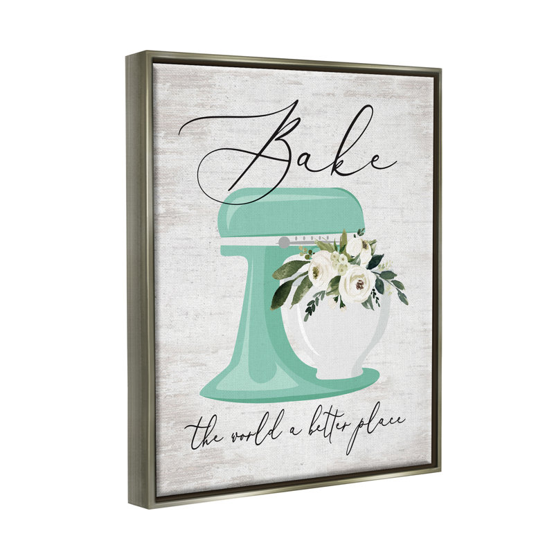 «Jash Bake The World Expression» par lettré et doublé, Cadre flottant gris lustré, H 31 po x l 25 po x P 1,7 po