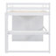 Lit mezzanine double en bois avec garde-robe intégrée, bureau, tablettes et tiroirs, blanc