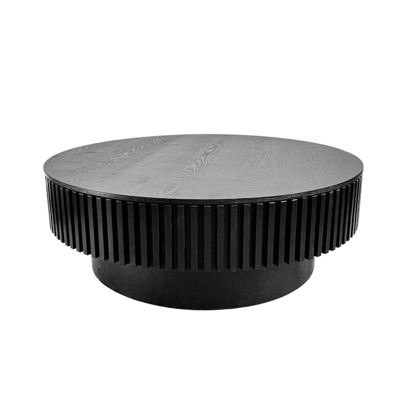 Round Coffee Table with Storage Solid Wood Veneered Modern Coffee Table Accent Tea Table for Living Room, Bedroom, Apartment or Office