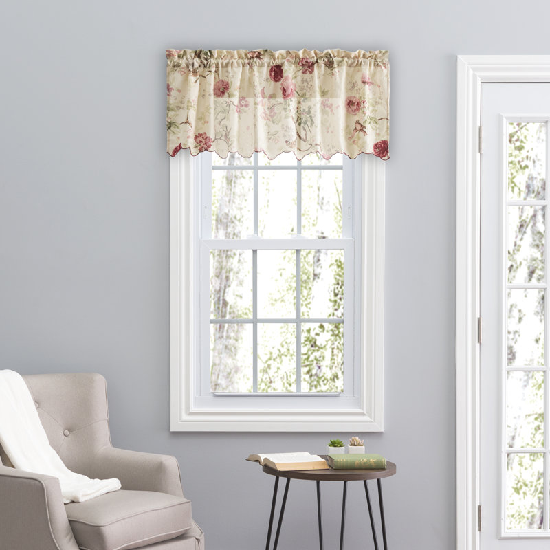 Alita Floral Pointed Window Valance, Red