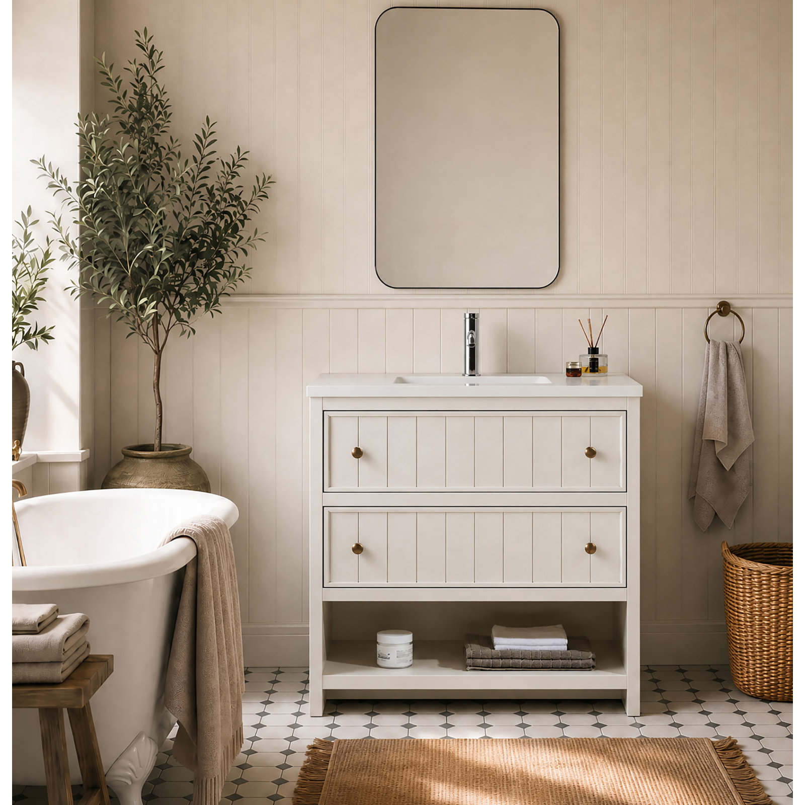 Bathroom Vanity, Creamy White