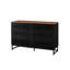 Commode double 6 tiroirs Modern avec grille à lattes - Commode en bois noir et brun pour le rangement de la chambre à coucher avec pieds en métal