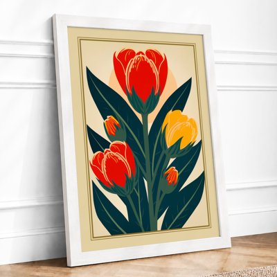 Tulip Triptych Art Deco - Framed Print