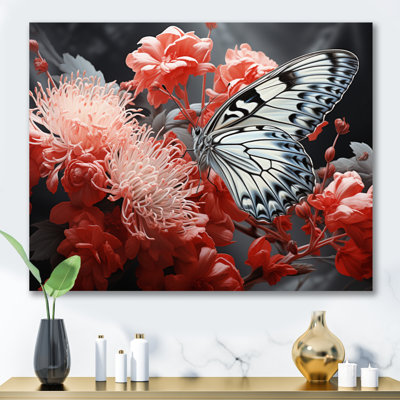 " Red Gray Butterfly Haven I "