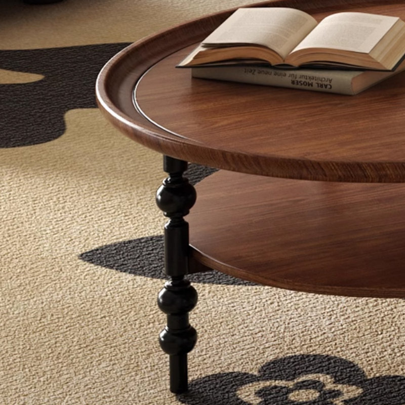 Table basse en bois massif au design rétro français, Brun