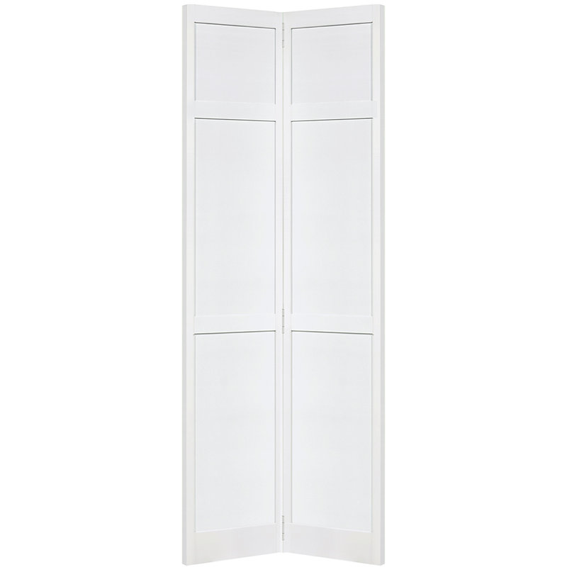 Porte pliante à deux volets en panneaux de bois apprêté, 28 po x 80 po