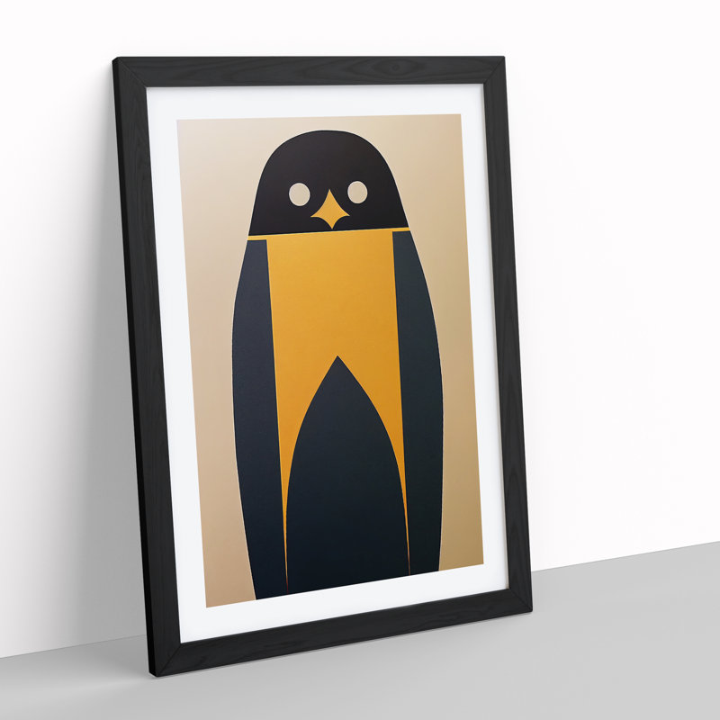 Penguin Abstract Art No.5 - Wall Art, White, Black Frame, 64cm H x 46cm W