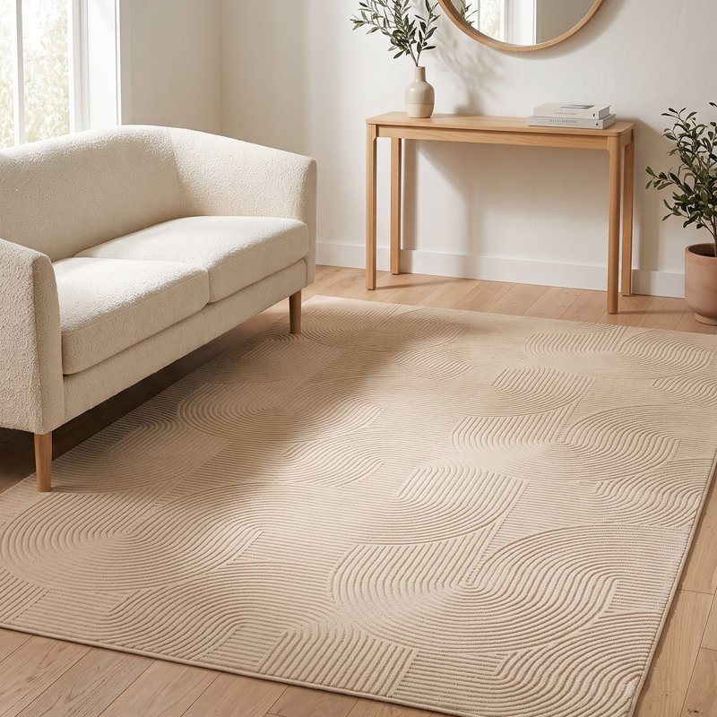 Elion Modern Machine Washable Area Rug, Beige, Rectangle 10' x 14'