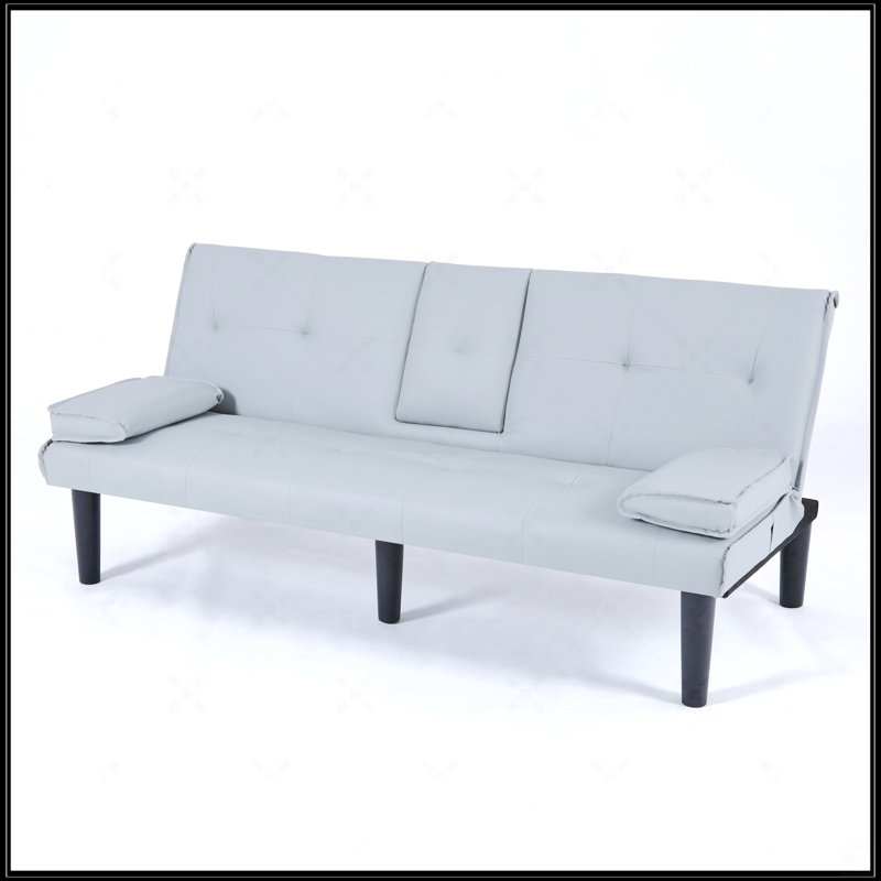 67-Inch PVC Multi-Functional Sofa Bed, Light Gray