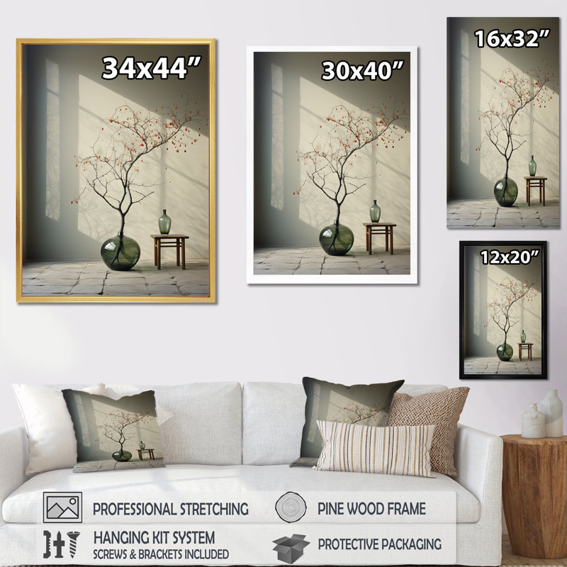 Minimalisme hivers, fenêtre, oasis, Cadre flottant blanc, H 32 po x l 16 po