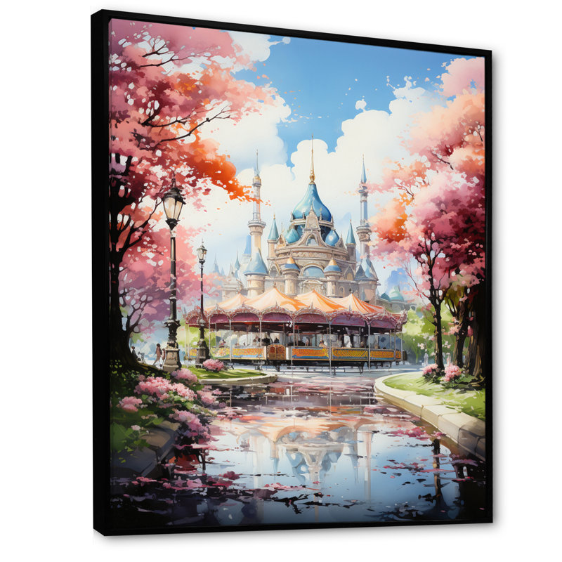 Yeiren Carousel Whimsical Delight VII, reproduction d'art sur toile, H 32 po x l 24 po x P 1 po, Cadre flottant noir