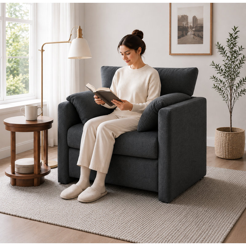 Fauteuil d'appoint surdimensionné en chenille 32,7 po, Gris foncé