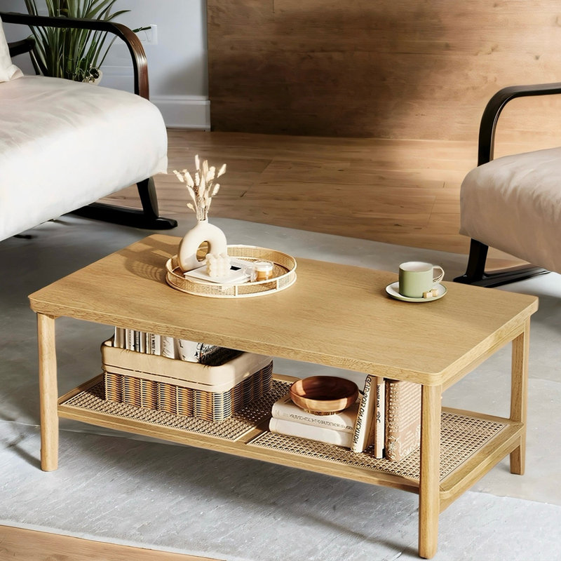 Table basse avec tablette de rangement Alaura, Chêne, H 18,1 po x l 47,2 po x P 21,7 po