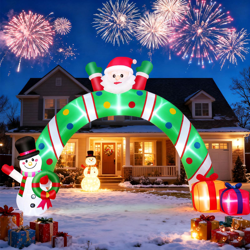 Arche gonflable de Noël 10,3 pi avec lumières DEL - Décoration d'entrée de vacances haut de gamme