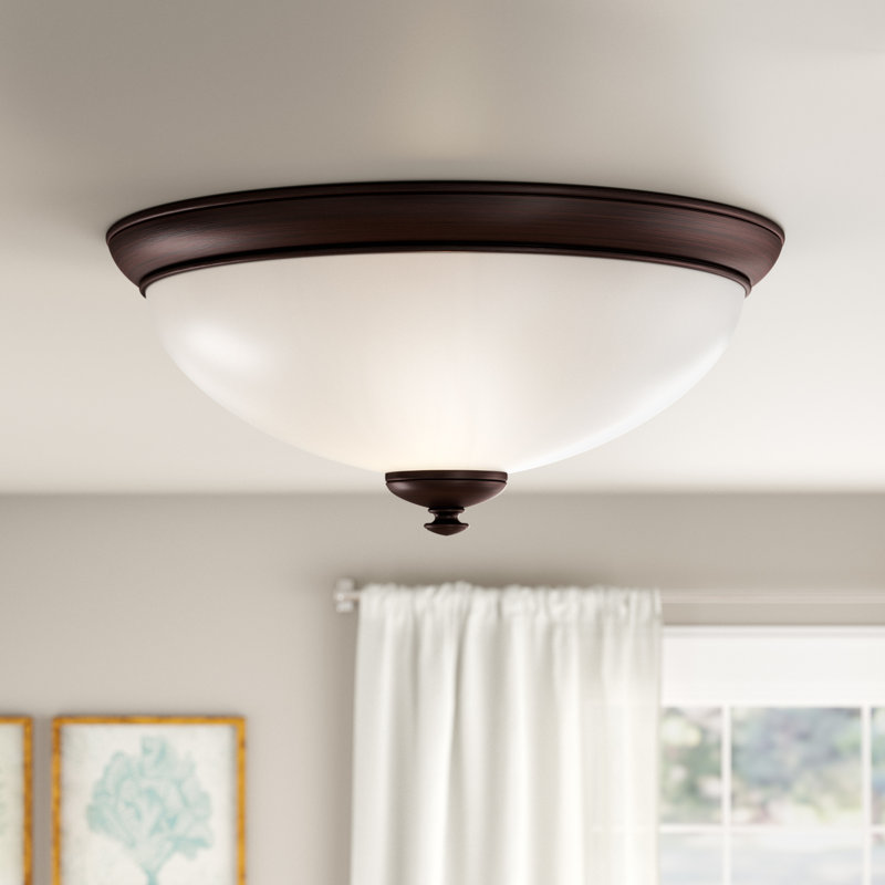 Minidoka Glass Flush Mount, A19, Prairie Bronze