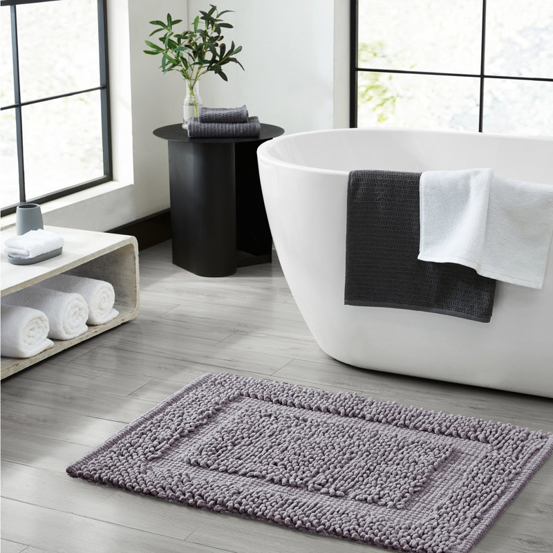 Payten Classic Cotton Bath Mat, Charcoal, Single - 27"W x 45"L