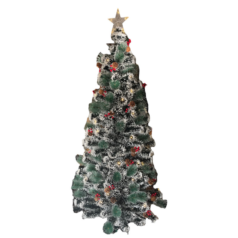 Lighted Artificial Pine Christmas Tree, 6ft H