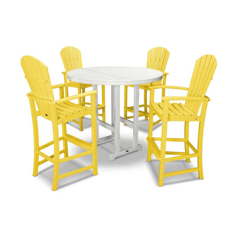 Ensemble de bar rond 5 pièces POLYWOOD Palm Coast, Citron / blanc