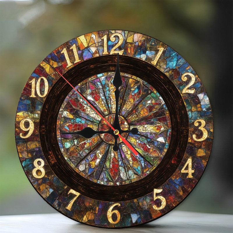 Horloge en vitrail avec chiffres