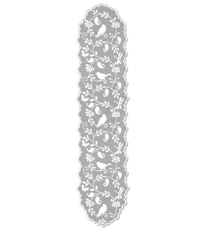 Chorleywood Floral Oval Table Runner, 36" L x 14" W, White