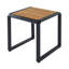 Table d'appoint d'extérieur en bois de teck avec structure en métal noir et table d'appoint pour terrasse, capacité de 120 lb pour le porche du patio