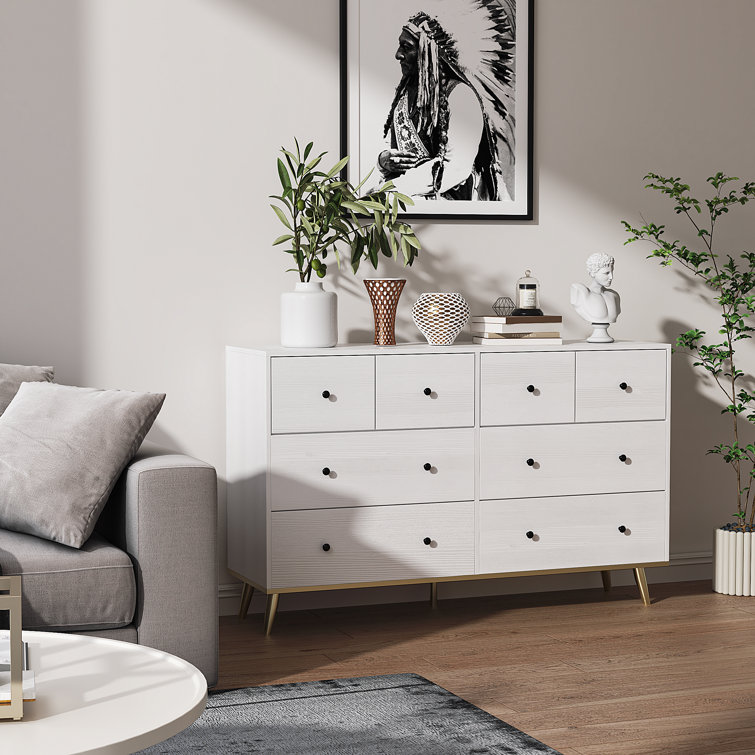 Miarae 8 Dresser, Chest of Drawers with Wide 57.09'', Easy-Pull Fabric & Wood Dressers with Top
