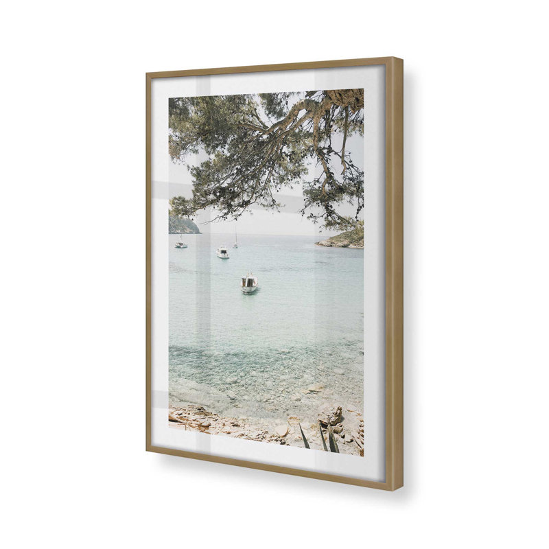 Imprimé Peaceful Ocean Cove, Cadre doré brossé, H 37,25 po x l 25,25 po x P 1,25 po
