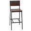 Derry Rustic Acacia and Antique Iron High Back Bar Stool