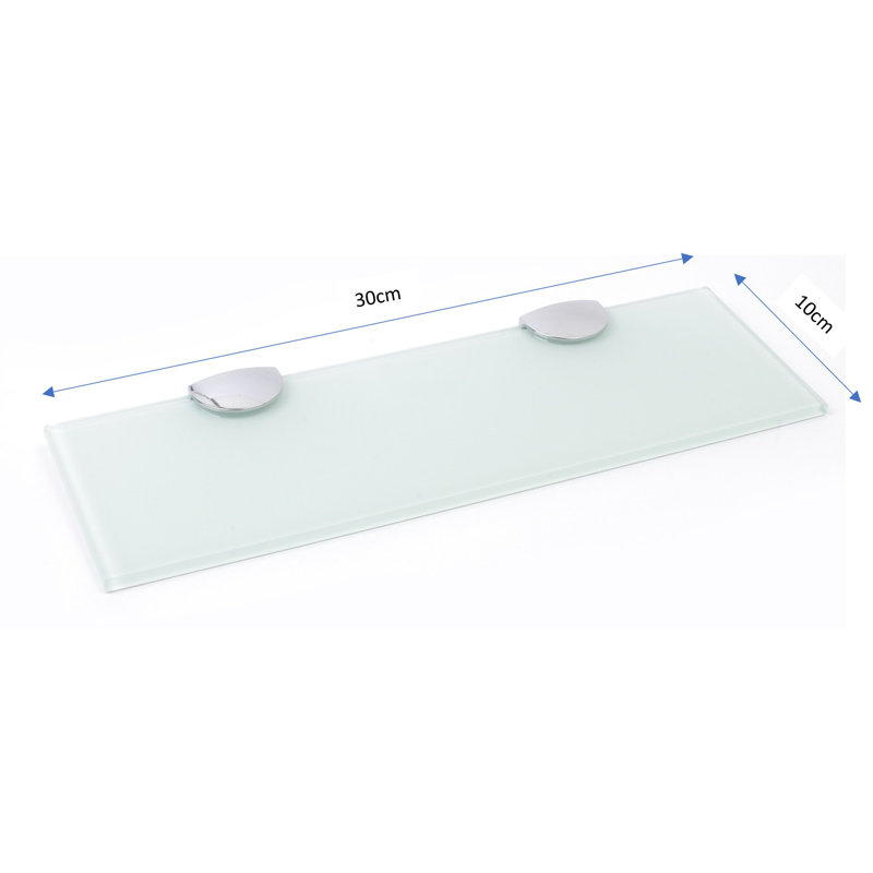 Fanniemae Glass Floating Shelf with Adjustable Shelves, White, 0.6cm H x 30cm W x 10cm D
