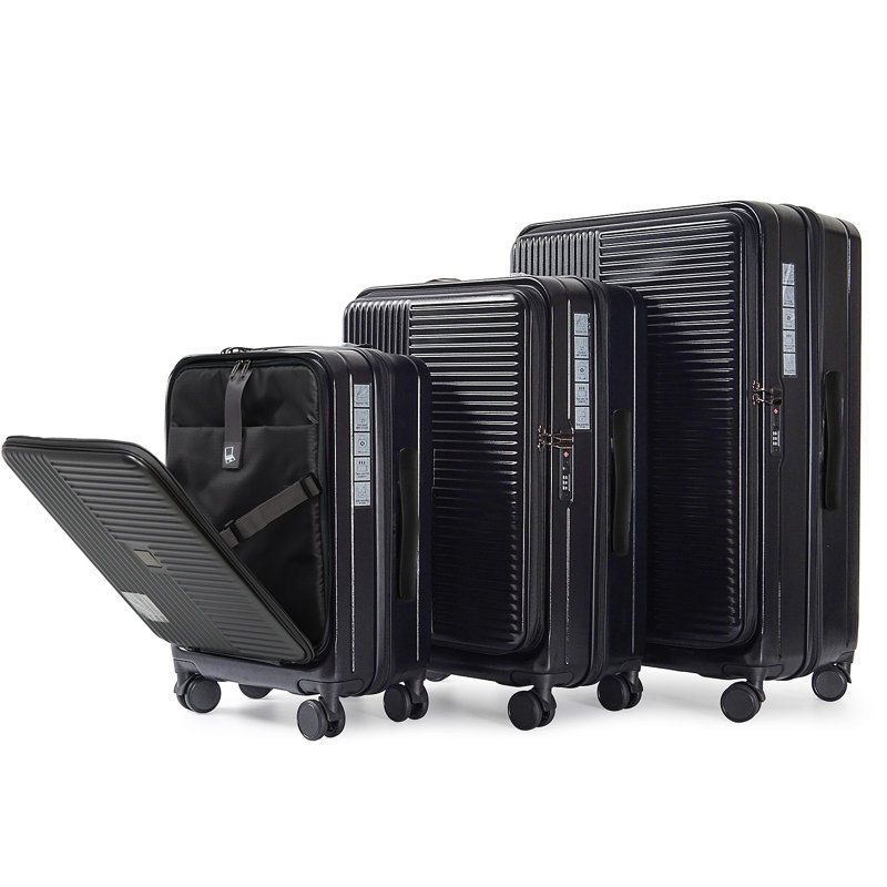 Luggage,with front opening,TSA approved lock,hardshell suitcase, Black