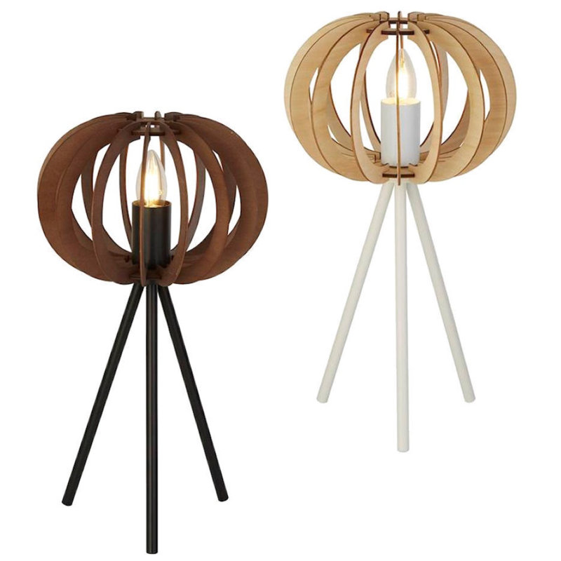 Yentin Metal Tripod Lamp, White, Oak