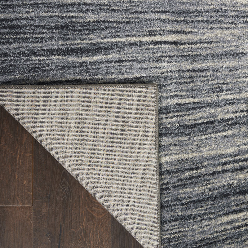 Rectangle Kyun Abstract Machine Made Polyester Area Rug in Beige/Black, Rectangle 3'10" x 5'10"