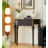 38.58" Walnut color Half Moon Solid Wood Console Table