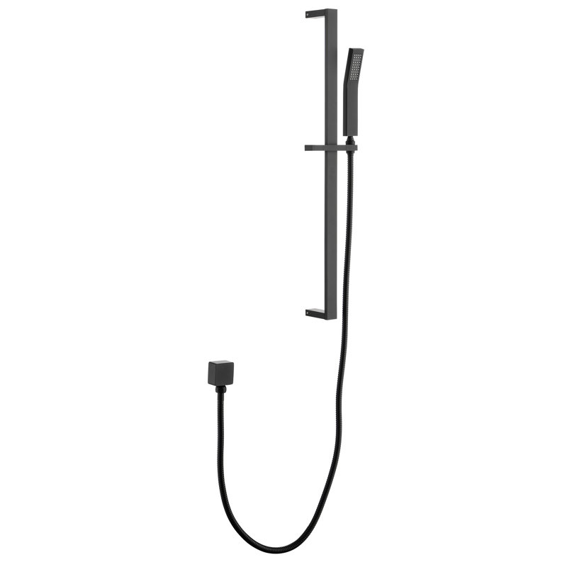 Matte Black Handheld Shower With 28-Inch Slide Bar And Convenient Spray Modes Head Construction 59-Inch Hose In
