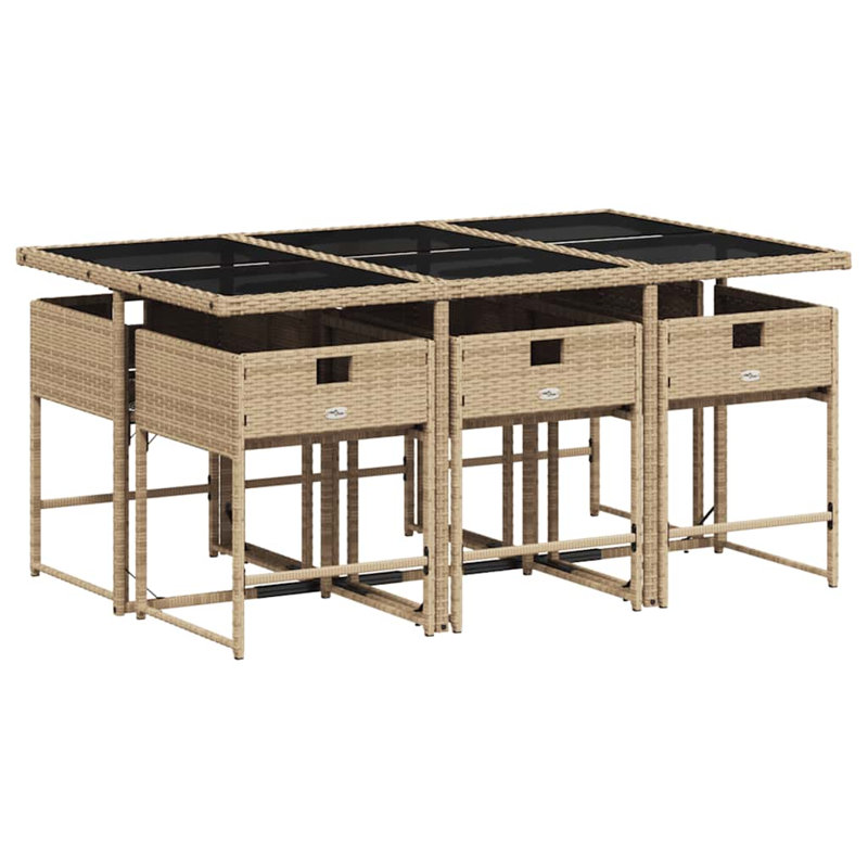 Patio Dining Set with, Light Grey, Beige