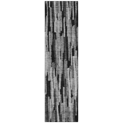 Machine Washable Indoor/Outdoor Chayil ACN1079 Gray Rug