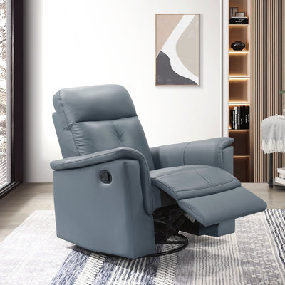 Fauteuil inclinable en cuir bleu gris et gris