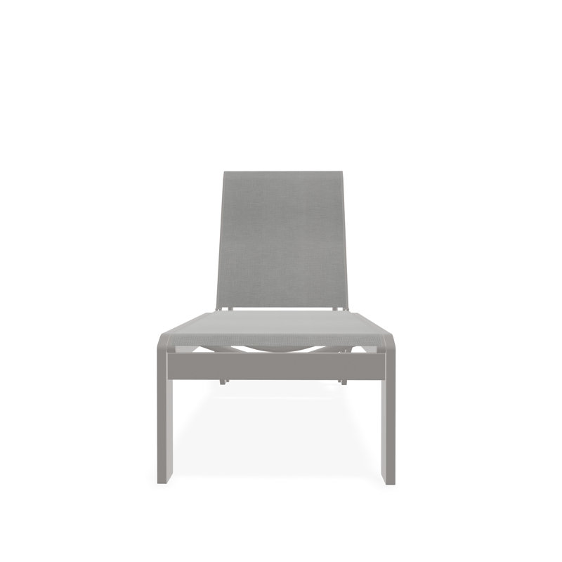 Dune Sling Marine Grade Polymer Stacking Armless Chaise With Wheels, Smoke, Warm Grey