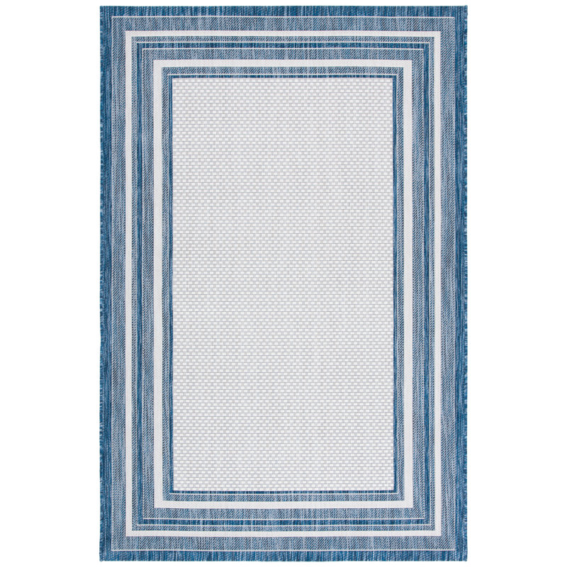 Chapa Machine Woven Striped Area Rug, Rectangle 4' x 5'7", Ivory/Navy