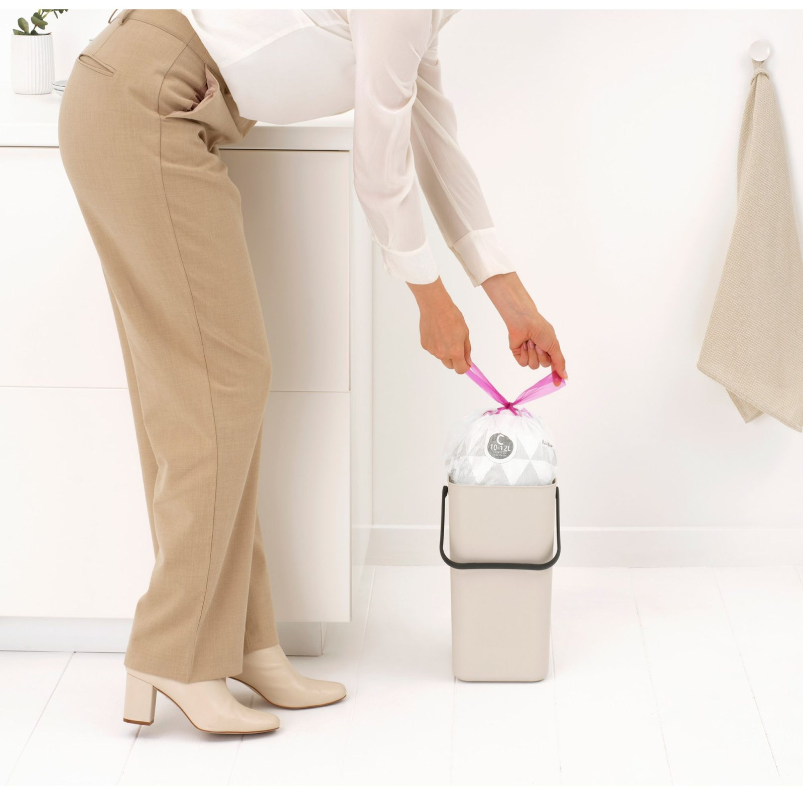 Brabantia Sort and Go 3.2gal Recycling Bin, Soft Beige